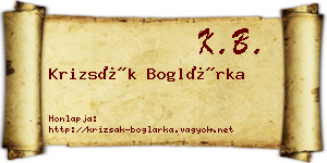 Krizsák Boglárka névjegykártya